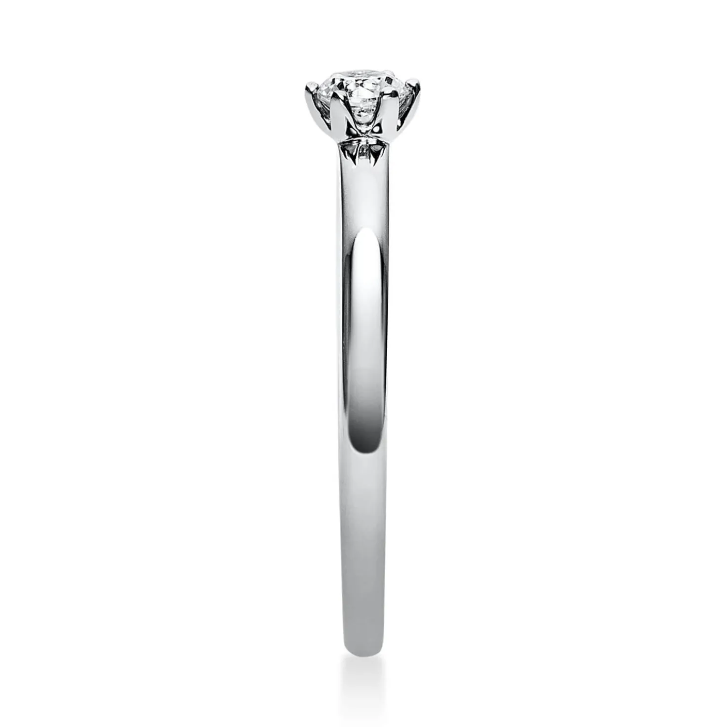 Solitär Ring 750 Gold Weißgold Brillant 0,15 Ct B: 10,6mm, H: 10,5mm, S: 2,8mm