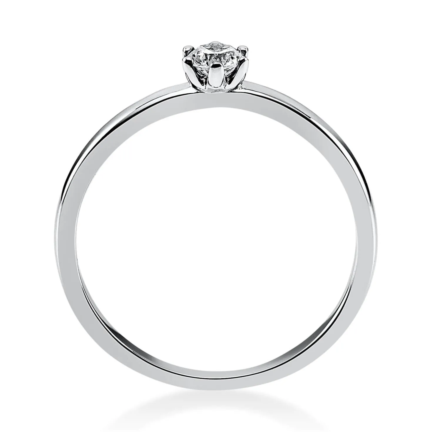 Solitär Ring 750 Gold Weißgold Brillant 0,15 Ct B: 10,6mm, H: 10,5mm, S: 2,8mm
