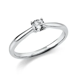 Solitär Ring 750 Gold Weißgold Diamant Brillant 0,25 Ct 4er-Krappe B: 1,9mm