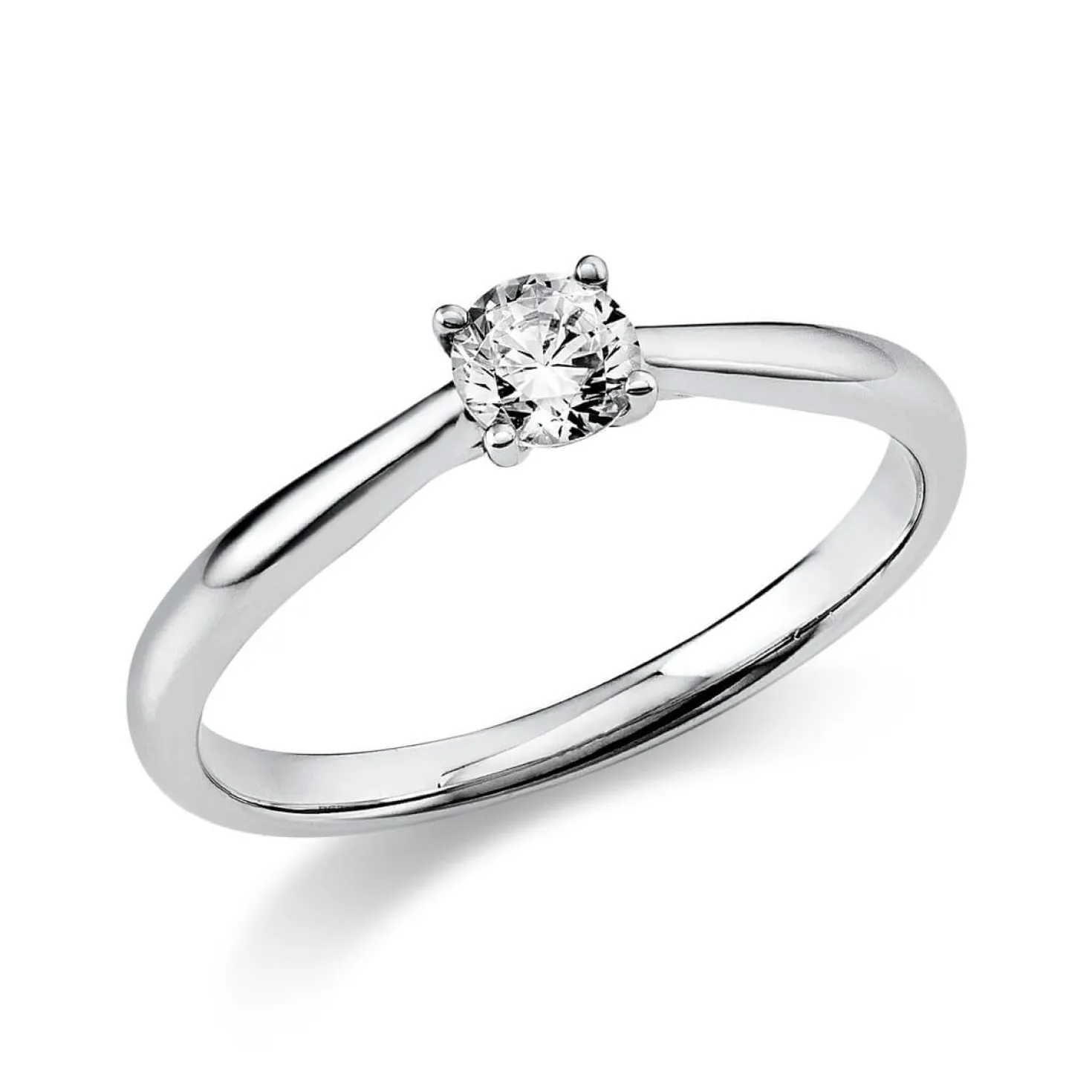 Solitär Ring 750 Gold Weißgold Diamant Brillant 0,25 Ct 4er-Krappe B: 1,9mm