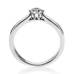Solitär Ring 750 Gold Weißgold Diamant Brillant 0,30 Ct. 4er-Krappe B: 2,4mm