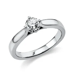 Solitär Ring 585 Gold Weißgold Diamant Brillant 0,50 Ct. 4er-Krappe B: 2,6mm