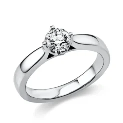 Solitär Ring 750 Gold Weißgold Diamant Brillant 0,40 Ct. 4er-Krappe B: 2,6mm