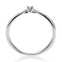 Solitär Ring 750 Gold Weißgold Diamant Brillant 0,05 Ct 4er-Krappe B: 1,7mm