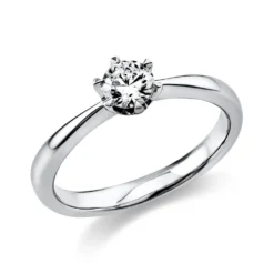 Solitär Ring 585 Gold Weißgold Diamant Brillant 0,40 Ct. 6er-Krappe B: 2,8mm