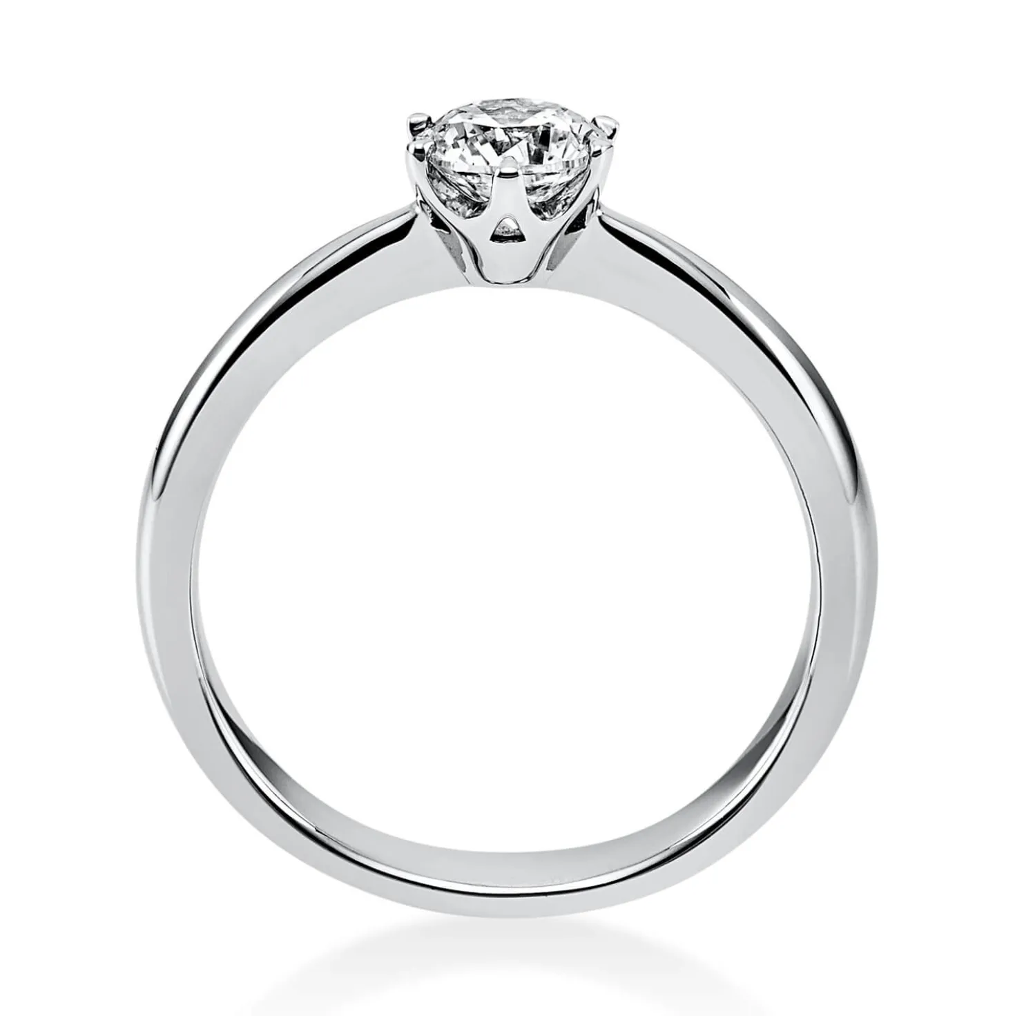 Solitär Ring 750 Gold Weißgold Diamant Brillant 0,50 Ct. 6er-Krappe B: 3,1mm