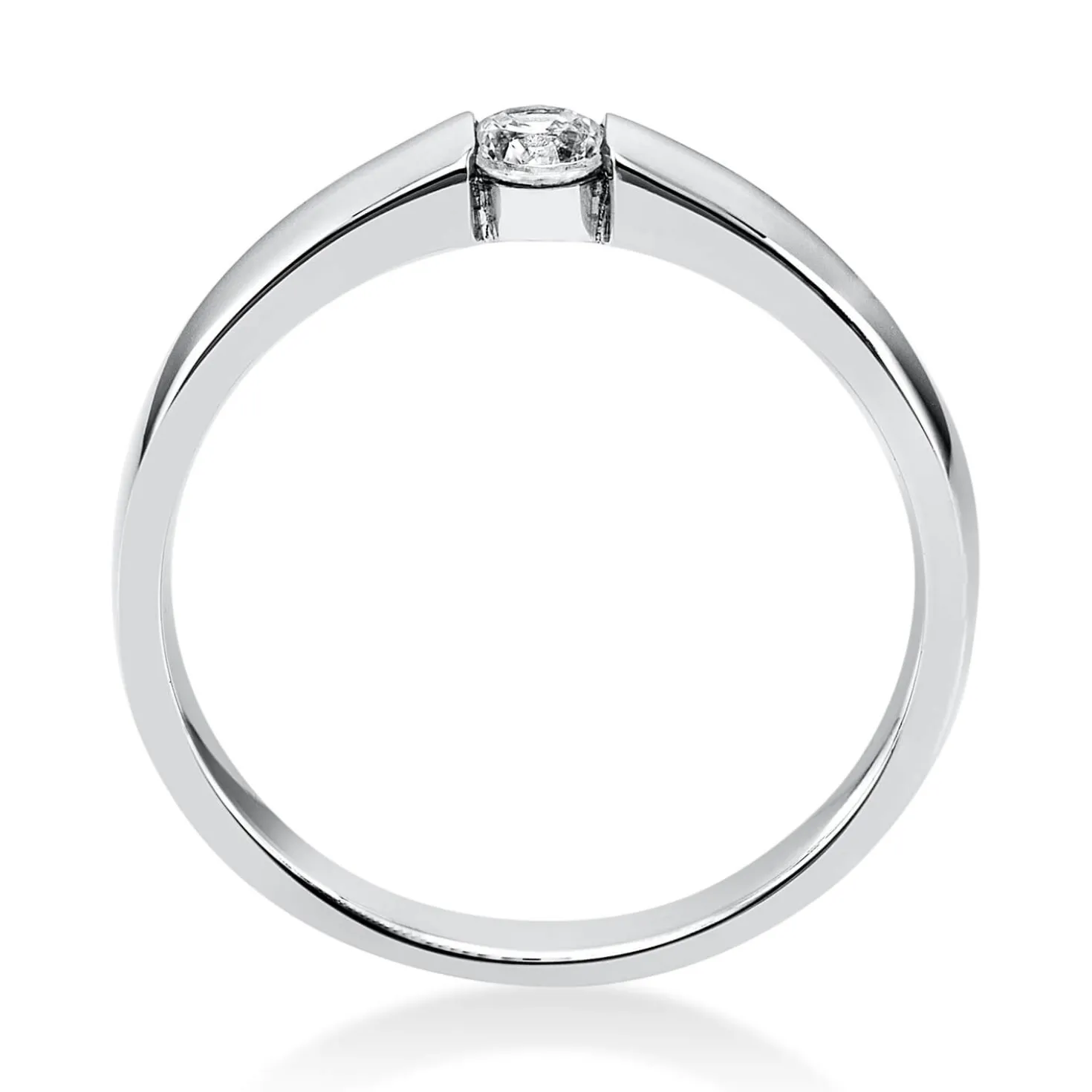 Solitär Ring Spannring aus 585 Gold Weißgold mit Diamant Brillant 0,15 Ct.