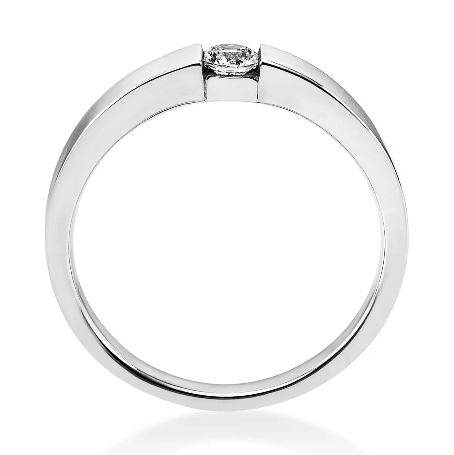 Solitär Ring Spannring aus 585 Gold Weißgold mit Diamant Brillant 0,15 Ct.