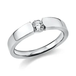 Solitär Ring Spannring aus 750 Gold Weißgold mit Diamant Brillant 0,25 Ct.