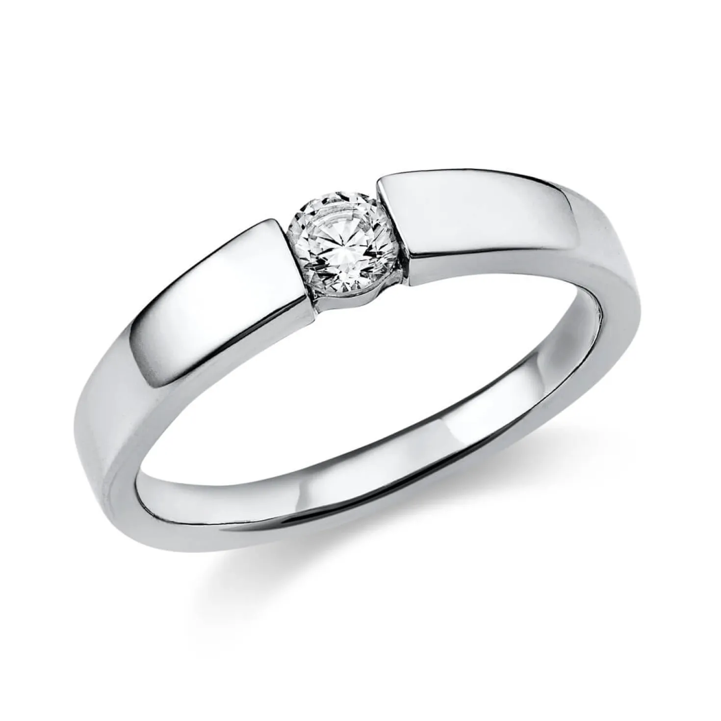 Solitär Ring Spannring aus 585 Gold Weißgold mit Diamant Brillant 0,20 Ct.