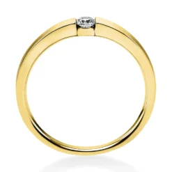 Solitär Ring Spannring aus 750 Gold Gelbgold mit Diamant Brillant 0,10 Ct.