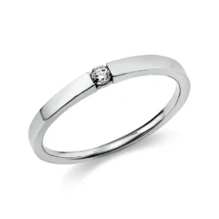 Solitär Ring Spannring aus 750 Gold Weißgold mit Diamant Brillant 0,05 Ct.