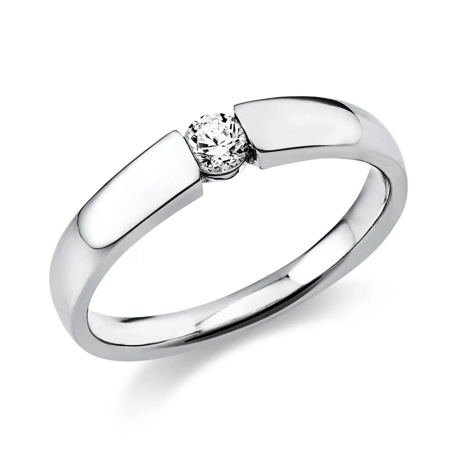Solitär Ring Spannring aus 950 Platin mit Diamant Brillant 0,15 Ct.