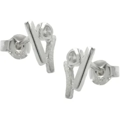 Stecker Ohrstecker aus 925 Silber matt - glänzend, mit Zirkonia, Damen
