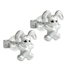 Stecker Ohrstecker, kleiner Hase, 925 Silber, glänzend für Kinder