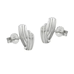 Stecker Ohrstecker, mit Zirkonia, streifig, 925 Silber Sterlingsilber