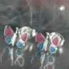 Stecker Ohrstecker, Schmetterling, pink blau, 925 Silber für Kinder