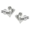Stecker Ohrstecker, zwei Herzen mit Zirkonia, matt, aus 925 Silber