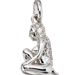 Sternzeichen Jungfrau Anhänger 12,3x19,8mm mit Zirkonia 925 Silber rhodiniert