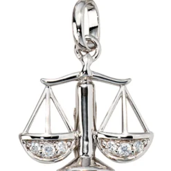 Sternzeichen Waage Anhänger 17,5x18mm mit Zirkonia 925 Silber rhodiniert Damen