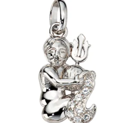 Sternzeichen Wassermann Anhänger 11,2x19,6mm mit Zirkonia 925 Silber rhodiniert