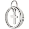 Taufring Anhänger mit Kreuz 925 Silber rhodiniert Zirkonia Ø 11mm Taufschmuck