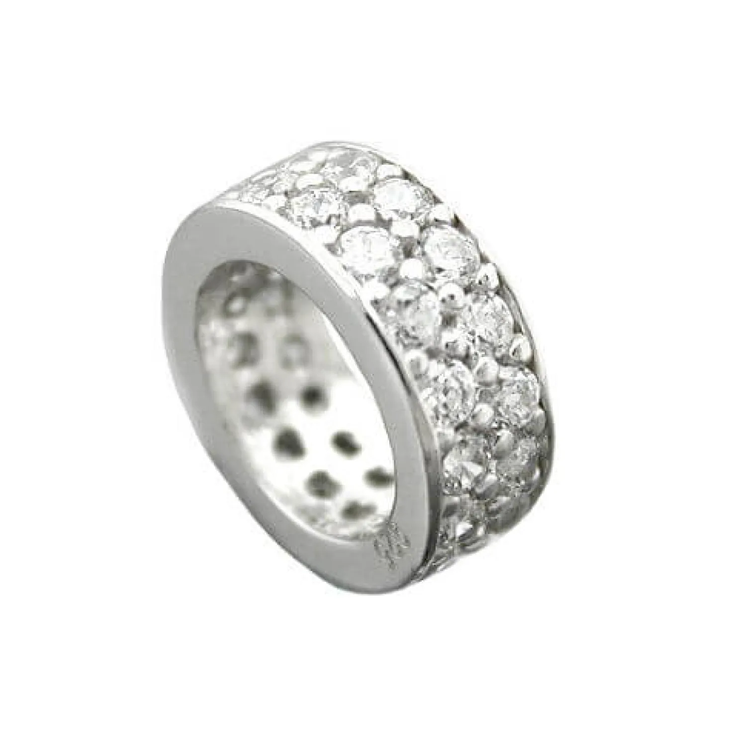 Taufring Anhänger 9x3mm mit viel Zirkonia weiß 925 Sterling Silber Taufe Baby