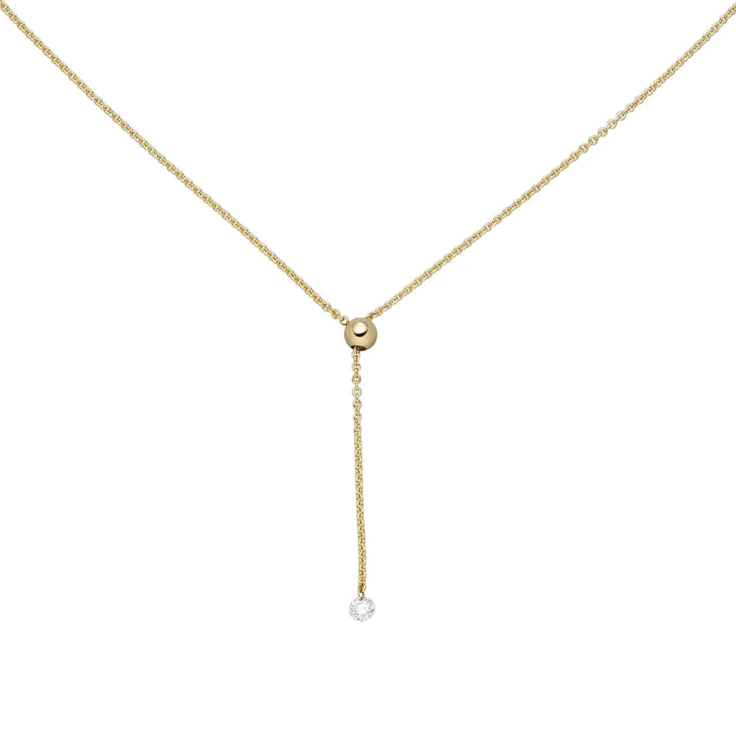 Y-Kette Collier mit Diamant Brillant 0,10 Ct W/SI 750 Gold Gelbgold 45cm Damen